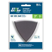3" x 60/120/240 Grit Sandpaper (15 Pack)  Professional Oscillating Accessory